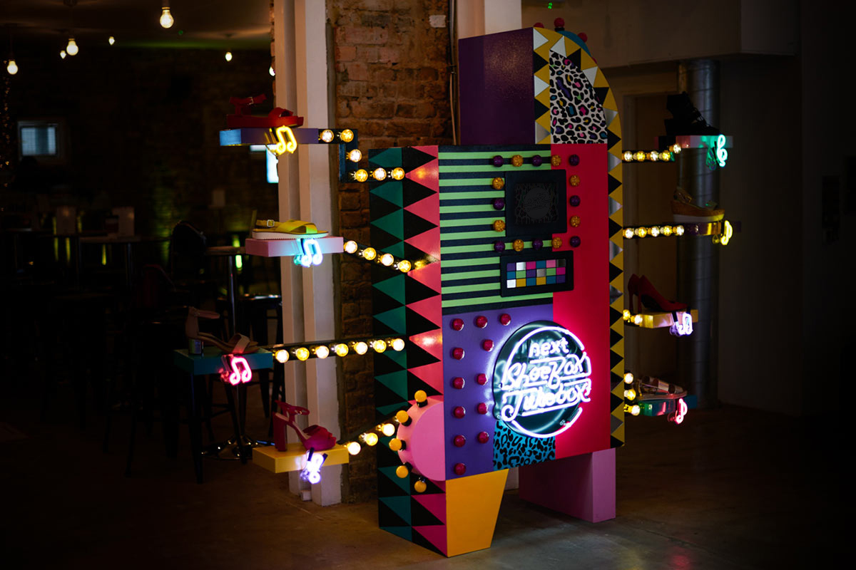 A close-up of a Shoebox Jukebox unit