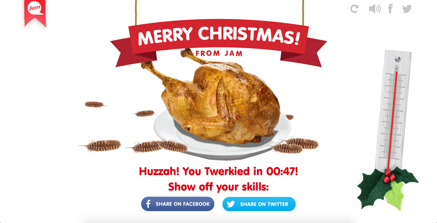 Game-over screen with festive flourish